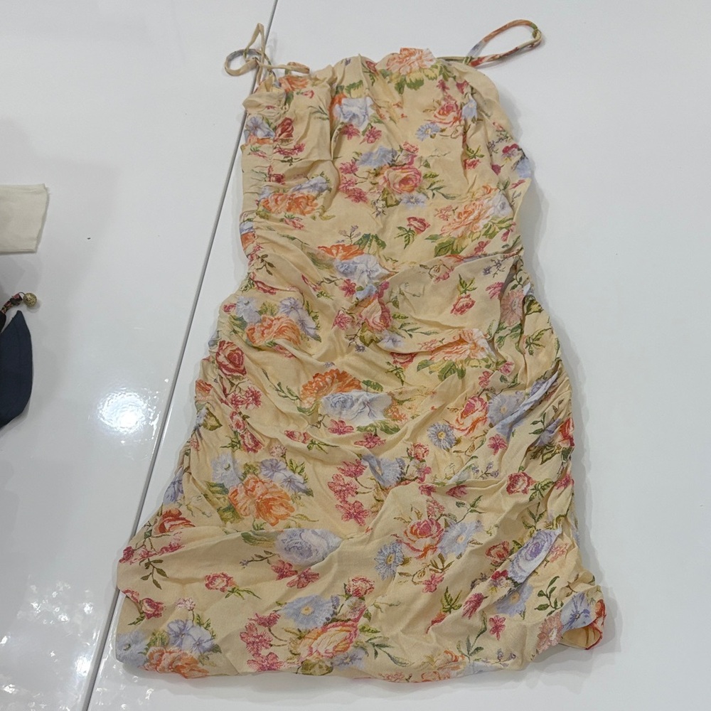 WeWoreWhat Floral Mini Dress in Cream and Orange